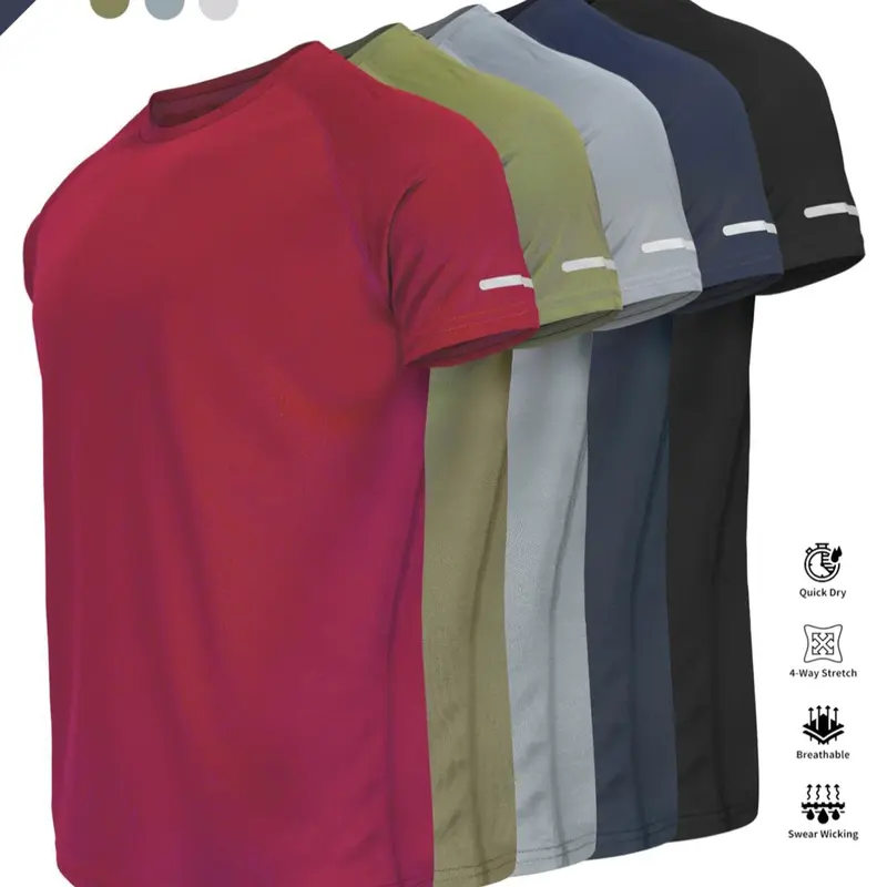 【Black Friday】Reflective Men's Athletic T-Shirt, Breathable Quick-Dry Short Sleeve Crew Neck, Lightweight Sport Tee, Ideal for Outdoor Activities