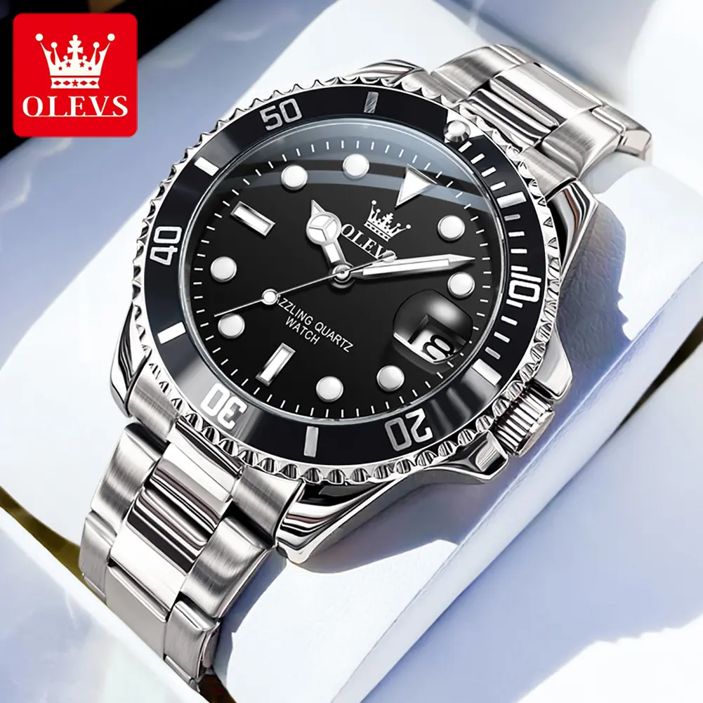 OLEVS Authentic Men's Quartz Watch Waterproof Luminous Date Stainless Steel Luxury Watch Birthday Gift Men's Watch 5885 Reloj de cuarzo para hombre