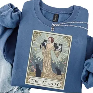 Cat Lady Tarot Card Sweatshirt, Cat Lover Sweater, Cat Lady Gildan Sweatshirt, Witchy Cat Mom Gift, Funny Cat Mama Mothers Day Gift, Cat Mom Crewneck