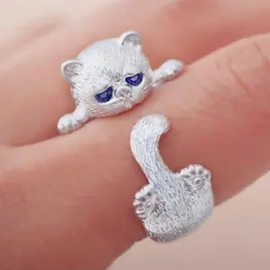 Cute Simple Cat Ring For Women, Kitty Paw Ears Design, Adjustable Finger Ring Jewelry