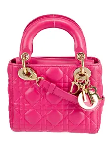 Pre-owned Dior Lambskin Lady Mini Handbag
