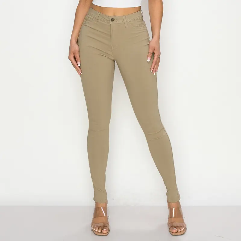 Lily - High Waisted Super Stretchy Back to School Colored Skinny Women's Jeans - Lover Brand Fashion Cotton Fabric Fit Pocket Spandex Polyester Belt