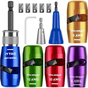 Wire Stripper Twister Tool for Drill, 2026 Upgraded Wire Stripping Tool & Wire Twisting Connector for Cutters 6-14 AWG, 8 In 1 Professional Electrician Twister Stripping with 5 count