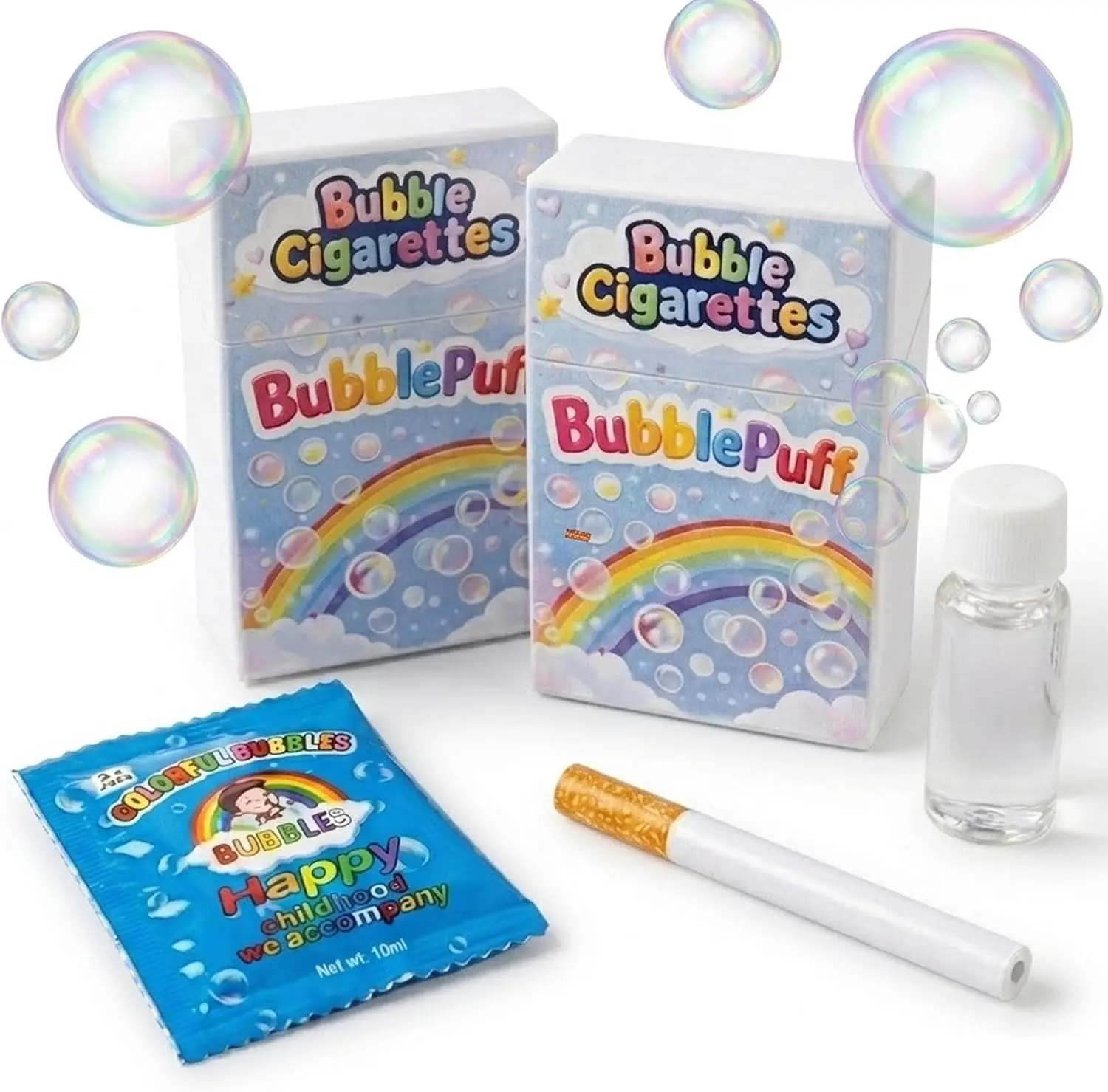 Bubble Cigarette Blower Kit - 1 Pack Compact Bubble Wand with Refill Solution, Sleek Travel-Friendly Stress Relief Sensory Toy for Ages 0+, Parties, Outdoor Fun