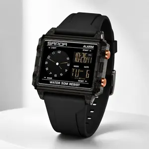 Men's Transparent Digital Watch Waterproof Luminous Electronic Sports Wristwatch Clear Case Alarm Clock Glow In The Dark LED Display Streetwear Y2K Techwear Fashion Accessory for Guys Daily Outdoor Fitness Workout Cool Gift Idea