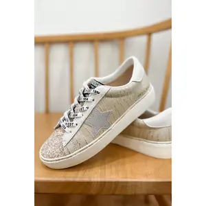 Vintage Havana Maya Taupe Glitter Suede Sneakers