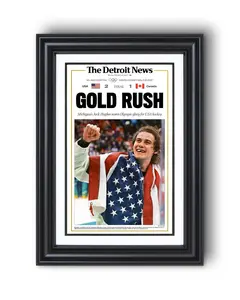 Gold Rush USA Hockey Poster, Championship Newspaper Style Wall Art Print for Sports Fans