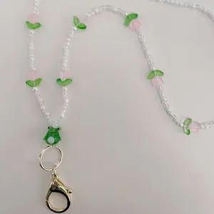 Frog and Flower Beaded Lanyard
