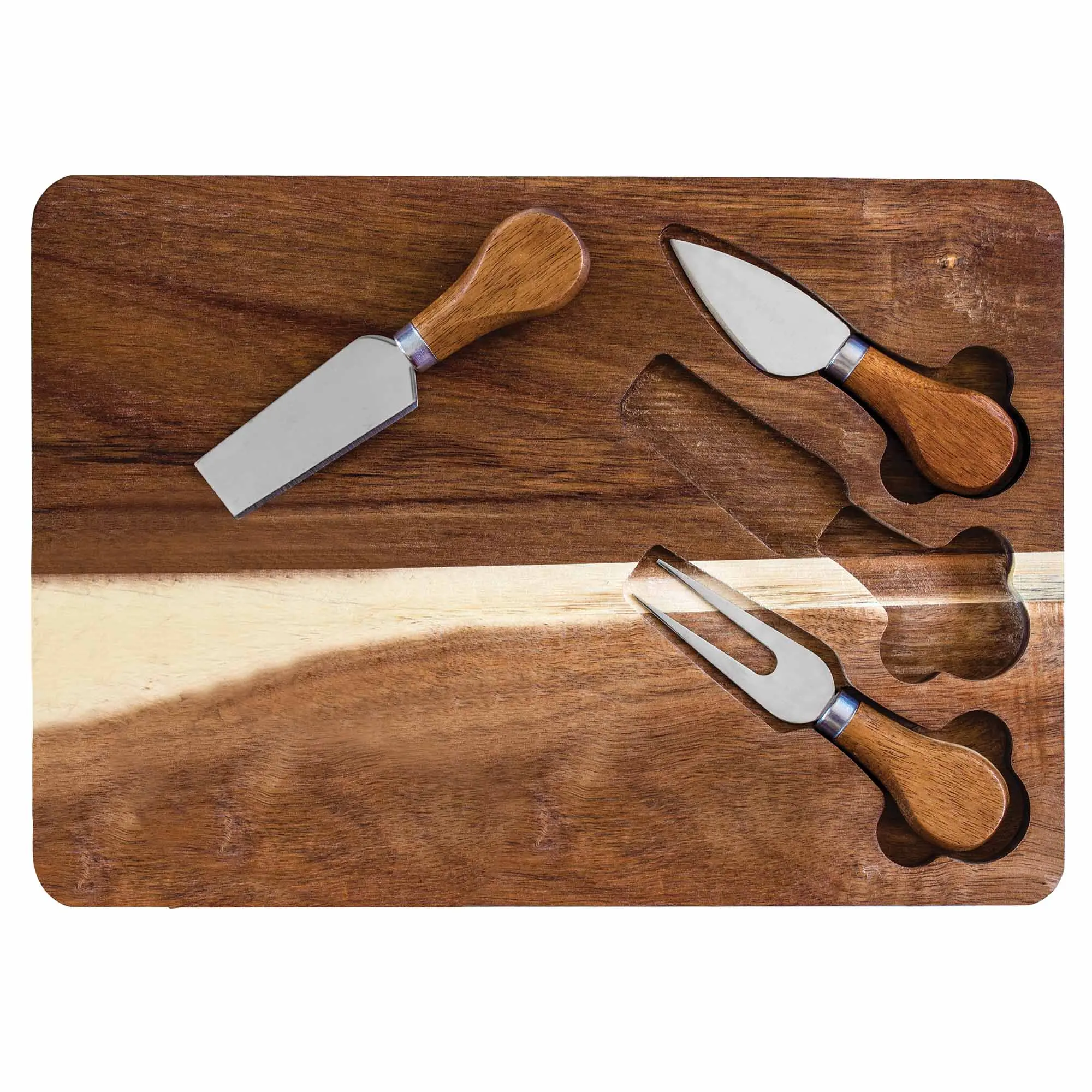 TB Home Acacia Wood Charcuterie Board with Stainless Steel Cheese Tools - Durable & Elegant Serving Board for Parties