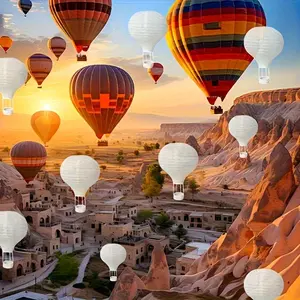 6-piece white hot air balloon paper lantern decoration set, perfect for Muslim festivals, Father's Day, Mother's Day, graduation ceremonies, Mayday, party supplies set