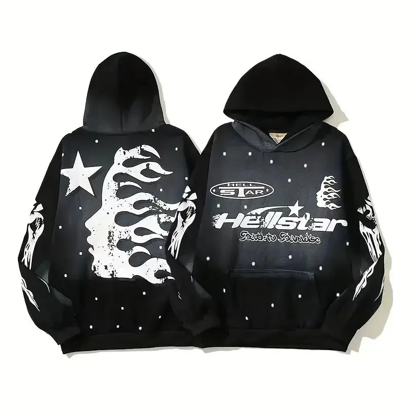 Retro Hellstar Fashion Hoodie 2025 – Unisex Oversized Graphic Hoodie, Lightweight Long Sleeve Streetwear Jacket, Casual Sportswear Top, Everyday Pullover-Inspired Zip Hoodie, S–5XL