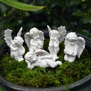 New 5 outdoor angel garden decorations, resin little angel white angel statue, garden sleeping little angel home decoration, cute angel commemorative statue, little angel statue ornaments, suitable for garden courtyard potte