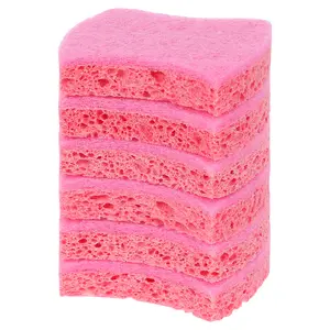 REGALWOVEN Kitchen Non-Scratch Sponges, Dual Side Sponges for Washing Dishes, Pots and Pans, Cleaning Sponges for Kitchen, Household, Bathroom 6 Pcs Pink