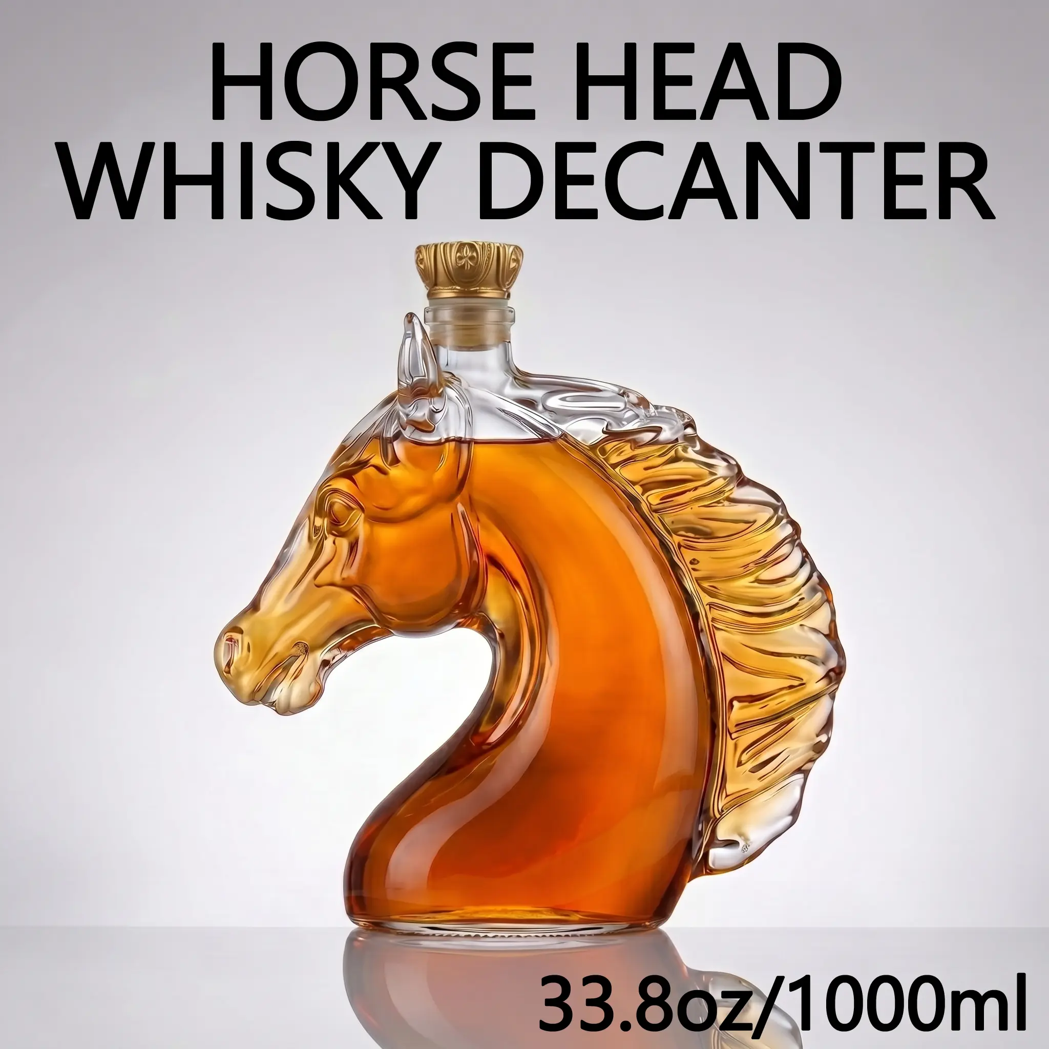 Premium Artisan Horse-Shaped Whiskey Decanter Jar - 33.8oz/1000ml Lead-Free Tempered Crystal Glass, Western Cowboy Drink Accessories, Home Bar Accessories, Ideal for Home Bar Decor, Unique Gift for Him
