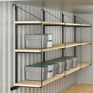 Garvee Adjustable 3-Tier Shipping Container Shelf Brackets – Heavy-Duty Black Powder-Coated Steel – 1100LBS Capacity – 22"D x 60"H – Removable Shelf Supports – Quick Install – Perfect for Cargo, Garage, Warehouse, Workshop