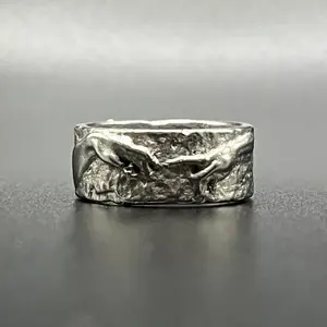 Michelangelo "Creation Of Adam" pewter casted ring design