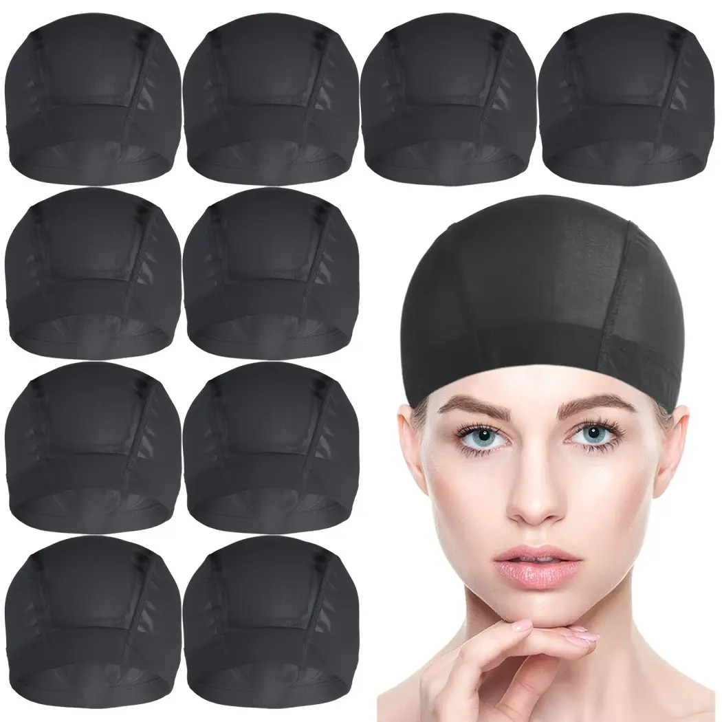 10 Pcs Wig Caps for Women Men, Black Nylon Mesh Wig Cap, Breathable Stretch Wig Caps for Wigs, Elastic Wig Liner Cap for Wig Installation
