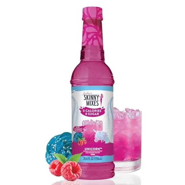 Jordan's Skinny Mixes Sugar Free Syrup, Unicorn Flavor, Fruit Flavored Water Enhancer, Drink Mix for Iced Tea, Lemonade, Drinks, Low Calorie Water Flavoring, Dairy & Gluten Free, Kosher, 25.4 Fl Oz
