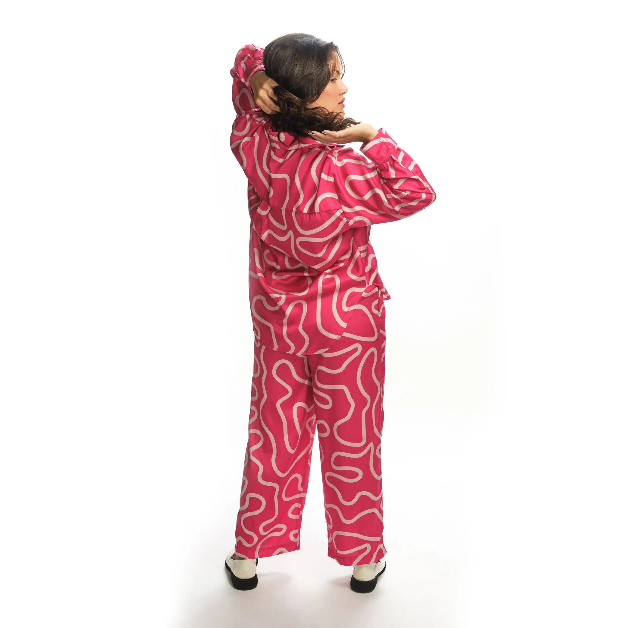 Blake Blouse - Hot Pink Squiggle