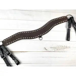 Dark Roughout Leather and Buckstitch Tripping Collar