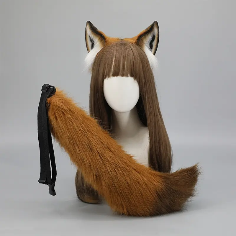 Realistic Animal Ears Headband Accessory Cosplay Fox Ears Fluffy Faux Fur Hair Clip for Women Anime Convention Party Costume Accessories