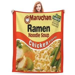 Noodle Soup pattern flannel blanket, Soft Flannel Blanket, Noodle Soup Pattern, Home Office Travel Camping Warm Sleep Mat, Holiday Gift, Ideal Living Room Decor