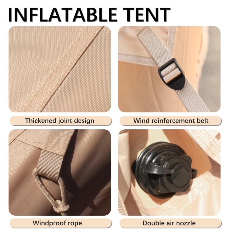 [Bellemave]Inflatable Tent With Pump,Glamping Tents For 4-6 Person, Easy Setup 4 Season Waterproof Outdoor Tent,Waterproof Luxury Glamping Tent with 12 Mesh Window