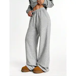 High Waist Drawstring Sweatpants, Soft Milk Fleece Fabric, Loose Fit Wide Leg, Casual Street Style, Spring & Fall Fashion, Sports Bottoms