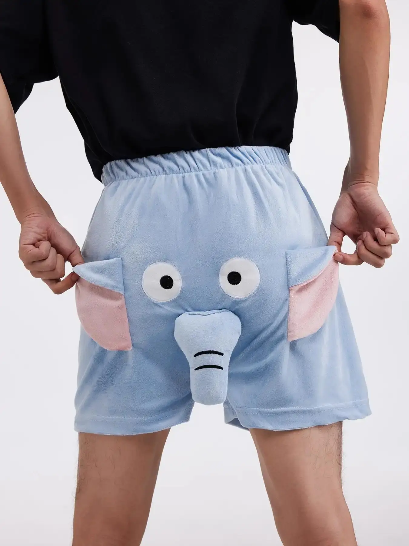 Men's Cartoon Elephant Pajama Shorts Straight Leg Elastic Waist Summer Lounge Comfort Sleepwear, essential piece, trendy style, everyday wear, must have item, wardrobe staple, wardrobe essential, must have piece