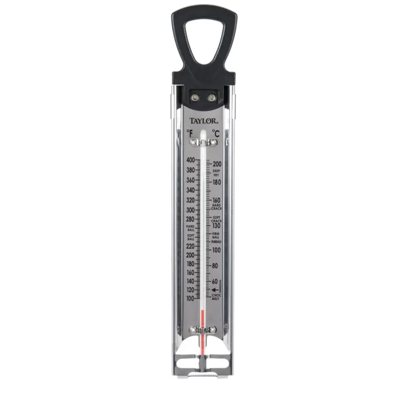 Taylor Stainless Steel Deep Fry & Candy Thermometer - 12-Inch Analog Paddle with Pan Clip, Ideal for Frying, Sugar Making