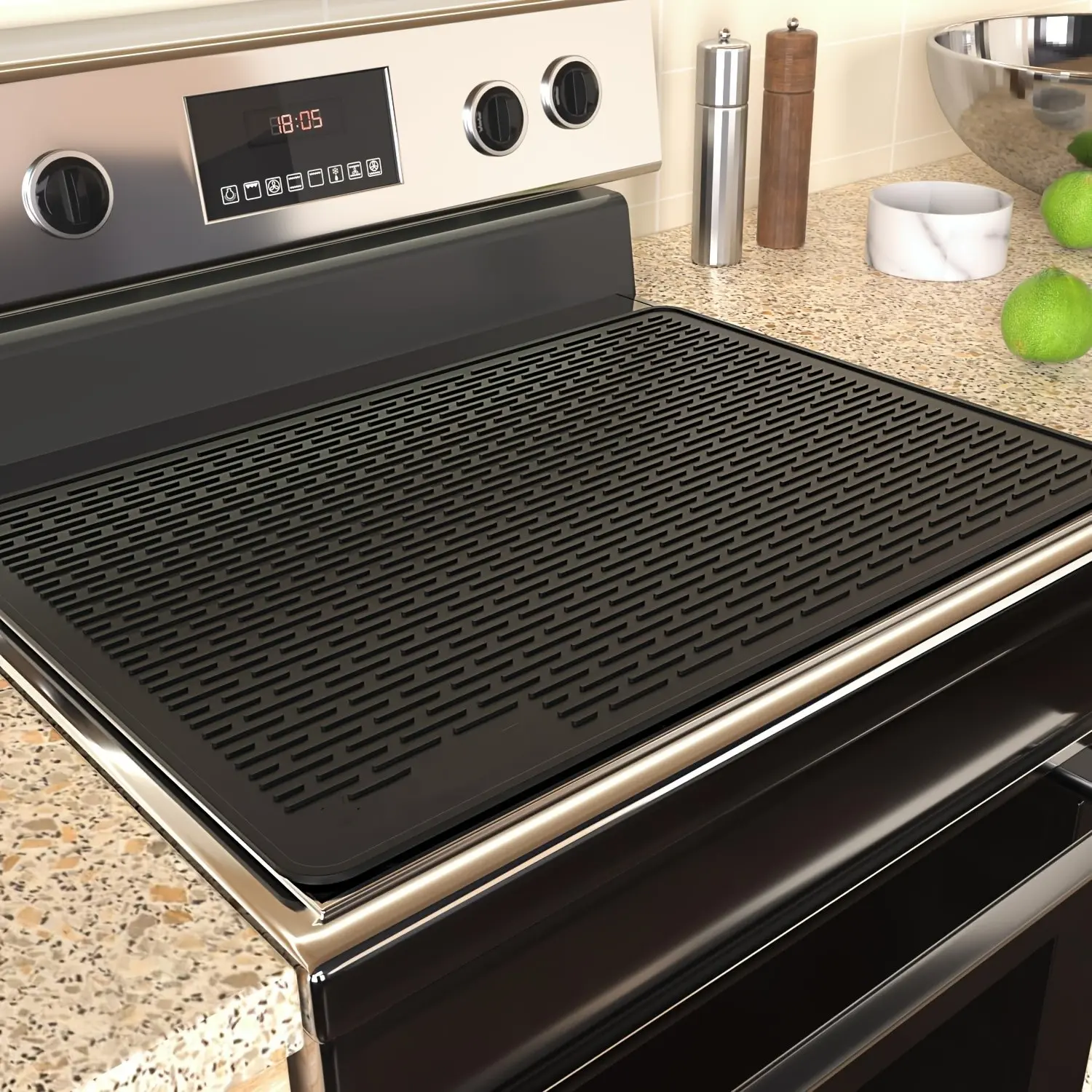 Silicone Stove Cover Mat Measuring 28" X 20" for Electric Stoves, Designed to Protect Ceramic And Glass Cooktops from Heat, Also Serves As Foldable Dish Drying Mats for The Kitchen And Flat Stovetop Protector for Rvs, Reusable Silicone Mat