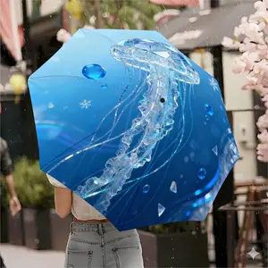 Ice Crystal Jellyfish Automatic Umbrella, Auto-Fold & Shade Function, Durable 8-Rib Rain Umbrella for Outdoor Use, Great Holiday Gift