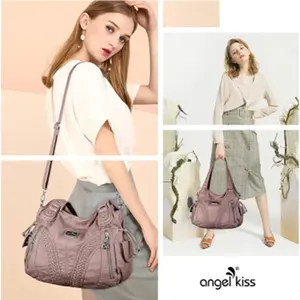 Tote Bag Shoulder Bags Top Handle Satchel Purses Washed Synthetic Leather Handbag Natural Burma