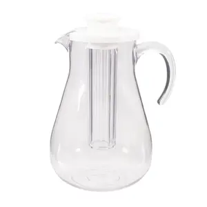 Mainstays 3-Quart Plastic Water Pitcher with Lid and Removeable Rod for Ice Core, Clear