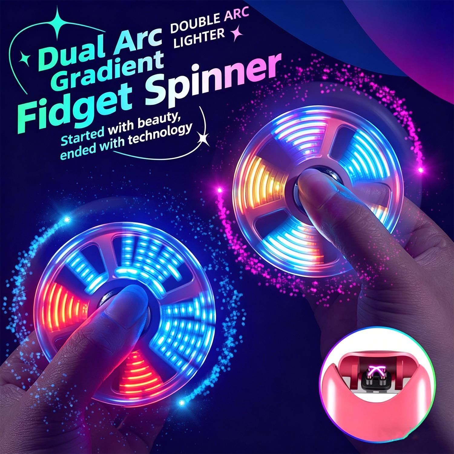 Finger Tip Spinner Lighter, USB‑C rechargeable and windproof. Gradient color design with premium finish | No butane, no fluid, never dies in wind — high-end EDC gadget, fidget toy, and special gift for men and women