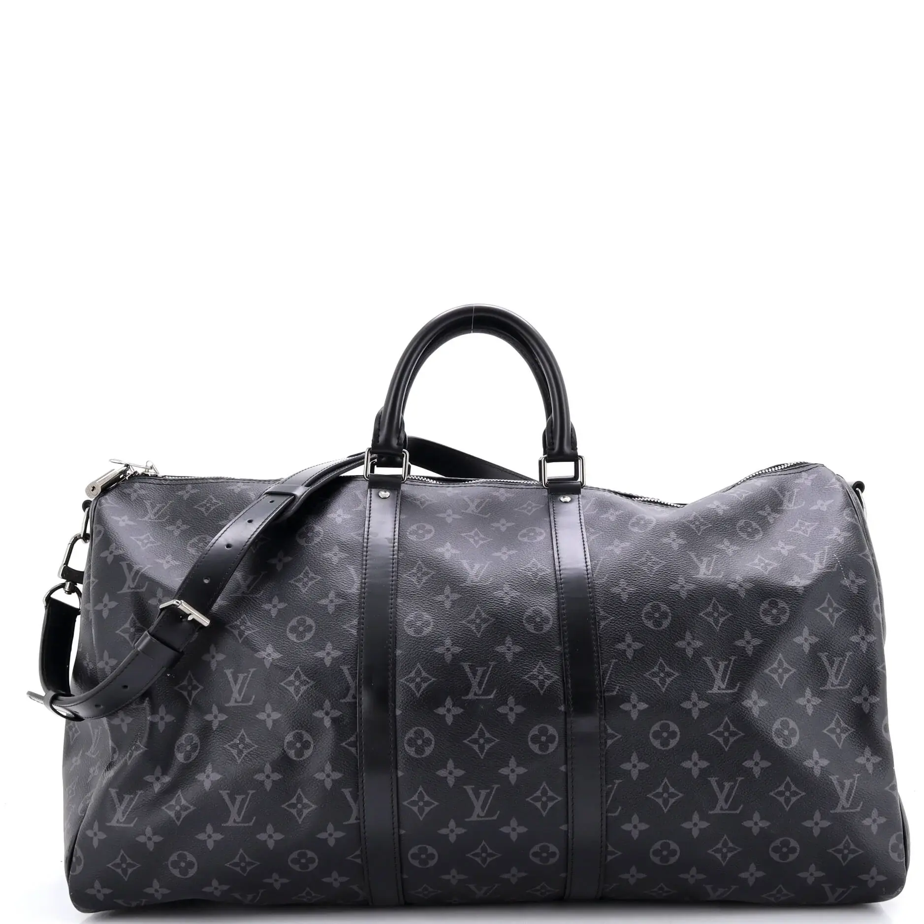Pre-owned Louis Vuitton Canvas Coated Travel Bags Keepall Bandouliere Bag Monogram Eclipse Canvas 55 by Rebag