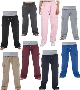 Pro Club Men's Heavyweight Fleece Cargo Pants Elastic Relaxed Fit with Drawstring Closure & Multiple Pockets