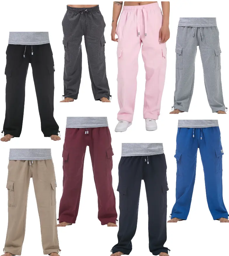Pro Club Men's Heavyweight Fleece Cargo Pants Elastic Relaxed Fit with Drawstring Closure & Multiple Pockets