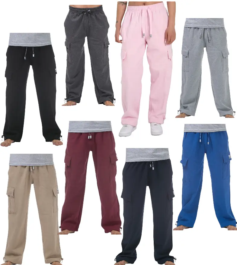 Pro Club Men's Heavyweight Fleece Cargo Pants Elastic Relaxed Fit with Drawstring Closure & Multiple Pockets