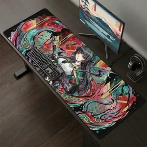 Anime Girl Gaming Mouse Pad XXL, Kawaii Warrior Desk Mat, Extended Keyboard Mousepad, Non-Slip PC Laptop Gamer Accessories Gift for Anime Fans