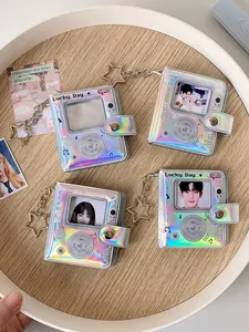 Fashion Simple Design Mini Photo Album Keychain, Shiny Passport Card Holder, Backpack Hanging Decoration, Trendy Accessory, Id Badge Holder