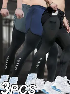 Men's 2-In-1 Workout Shorts with Pockets, High Stretch Compression Pants for Fitness & Gym Training, Comfortable Activewear for Men, Athletic Wear Shorts