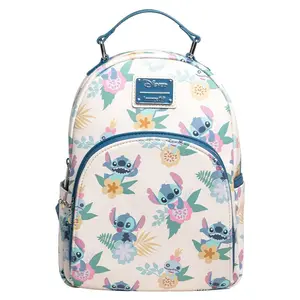 Loungefly Disney Lilo & Stitch Hawaiian Flowers Stitch and Scrump Allover Print Mini Backpack