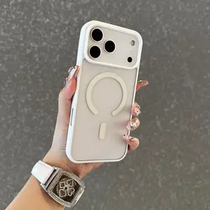 Magnetic Silicone Case with Acrylic Back - Compatible with iPhone X, XS Max, 11/12/13/14/15/16/17 Pro Max & 14/15/16 Plus Models