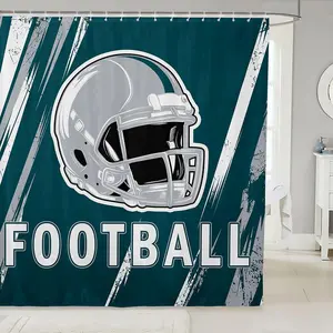 Sport Shower Curtain, Sports City Seasonal Color Bathroom Shower Curtain Sets for Boys Girls
