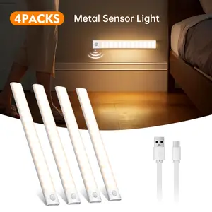 4-Pack Motion Sensor LED Night Light, USB Rechargeable Dimmable Design, Ideal for Closet Cabinet Bedroom Use, Nightlight for Bedroom