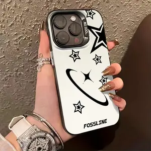 Design Simple Style Pattern Star Case for iPhone 16 15 14 Pro Max 13 12 11 XR XS Plus Shockproof Non Slip Military-Grade Protection slim Cover