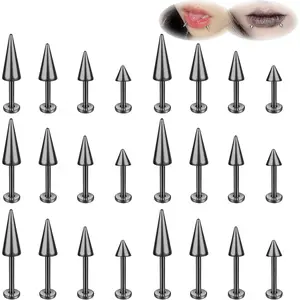 20G Spike Nose Rings Studs, 18G Stainless Steel Spike Stud Earrings, 16G Septum Lip Rings Cartilage Tragus Helix Piercing for Women Men
