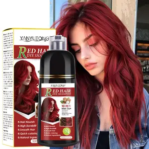 500ml Red Hair Coloring Shampoo | Hair Dye Shampoo, Mild Cleansing Formula, Gentle, which helps to present a natural red effect while shampooing, making the hair color more uniform and shiny, and the hair feels smooth, suitable for daily use.