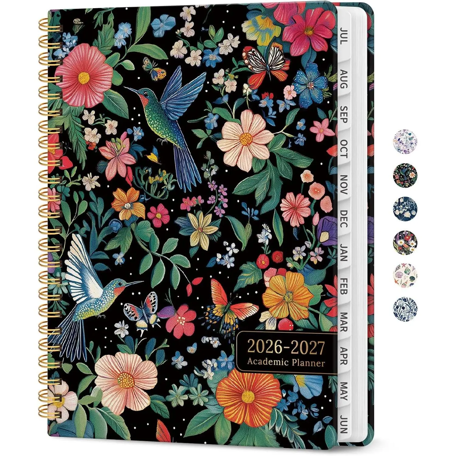 Planner 2026–2027, Academic Year Monthly & Weekly Calendar Book, Jul 2026–Jun 2027, Hardcover Organizer with Tabs, Student & Teacher Planner, 6.3" x 8.5", Hummingbird
